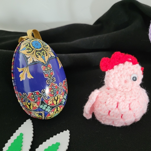 Handmade Easter Decor Table Runner Banner with Plush & Crochet Accents - Picture 4 of 7